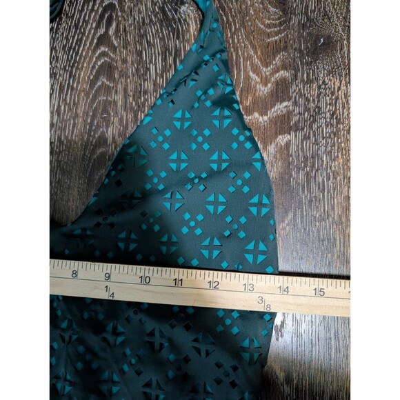 LOFT Green Perforated Halter One Piece Swimsuit Size 8 - Picture 10 of 11